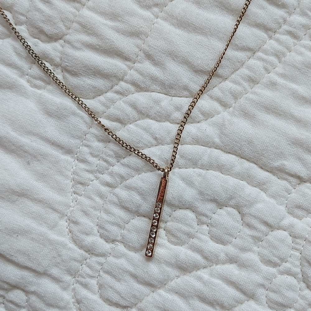 Forever 21 rhinestone bar necklace